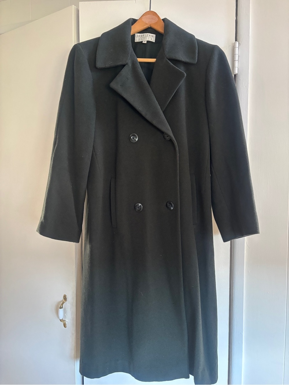 Larry Levine Double-Breasted Wool Trench Coat